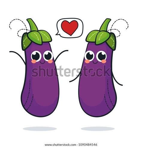 Cute Eggplant Characters Vector Set Stock Vector Royalty Free