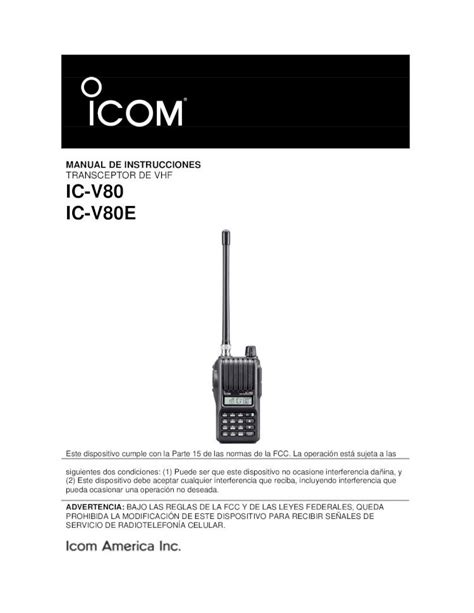 Pdf Manual De Instrucciones Transceptor De Vhf Ic Manual De