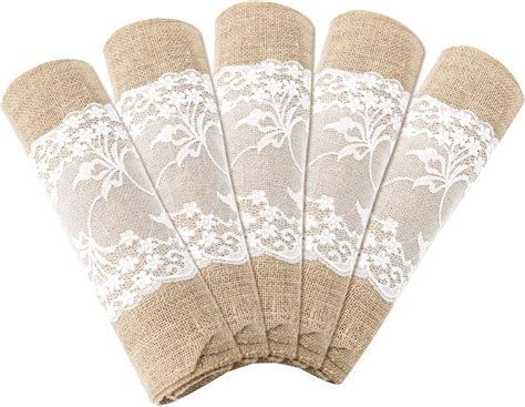 Lot De 10 Chemins De Table En Toile De Jute Avec Dentelle Chemin De