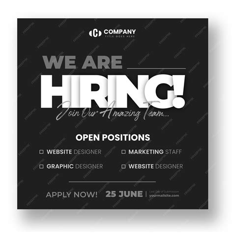 Premium Vector We Are Hiring Job Vacancy Social Media Post Banner Design Template With Dark