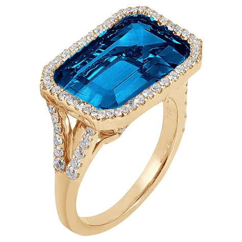 Goshwara Emerald Cut London Blue Topaz And Diamond Ring For Sale At 1stDibs