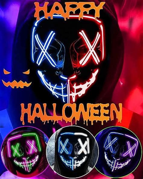 Holiday Purge Scary Mask Costume Mask EL Wire Light Up Mask For