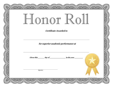 Honor Roll Certificates Template Free | Qualads