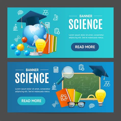 Premium Vector Science Banner Horizontal Set Vector