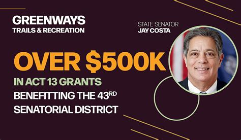 Senator Jay Costa Announces Over 500k In Act 13 Grants Benefitting The