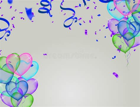 Colorful Confetti Celebration Carnival Ribbons And Happy Birthday