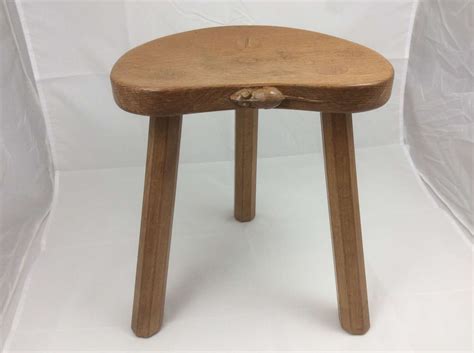 Mouseman Oak Calf Stool