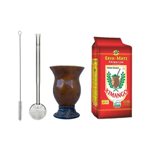 Kit chimarrão completo cuia coquinho Uruguaia termica mokha preta e