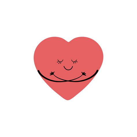 Cute Smiling Heart Isolated On White Background Hugging Yourself The