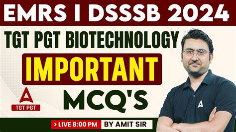 Emrs Dsssb Tgt Pgt Biology Classes Biotechnology Important Mcqs