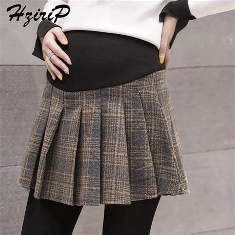 Hzirip Plaid Female Sexy Pleated High Waist Pregnant New Style A Line