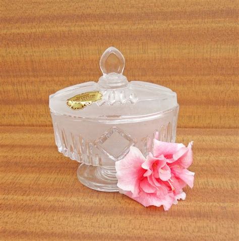 Vintage Lead Crystal Footed Trinket Box Satin Crystal Jewelry Etsy Trinket Boxes Crystal