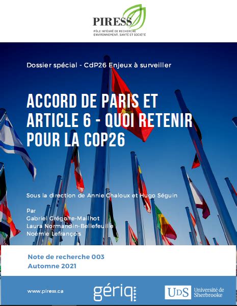 2021 | Accord de Paris et article 6 - Quoi retenir pour la COP26, Note ...