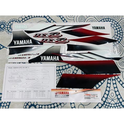 Yamaha Rxz Catalyzer Sticker Stripe Graphic Merah Grey 100 Original