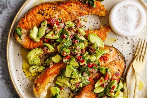 Panfried Salmon Cutlets With Guacamole Recipe Better Homes And Gardens