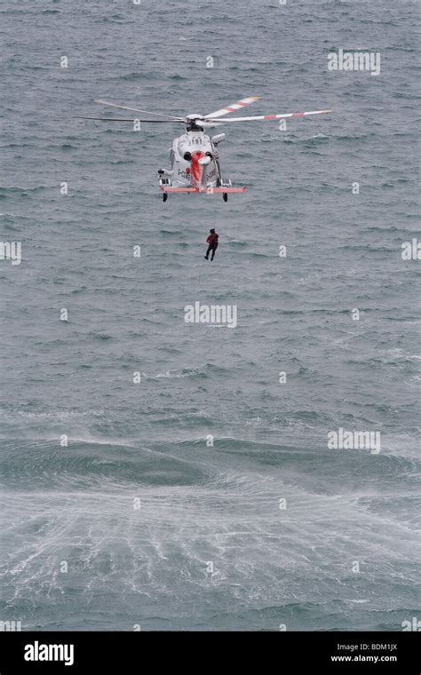 The Portland Coastguard Helicopter Rehearses A Rescue Off The Purbeck