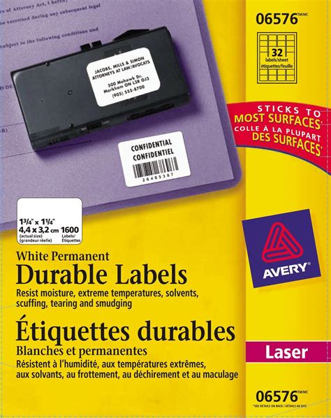 Avery Durable Id Labels With Trueblock Technology For Laser Printers 1 3 4 X 1 1 4 White