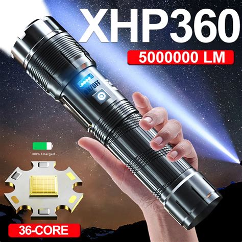 Xhp360 High Power Led Flashlights With Zoom 5000000lm Super Bright ...