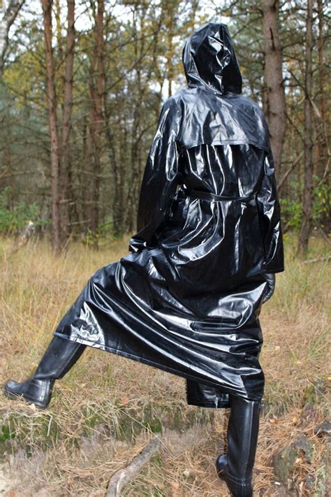 Long Black All Pvc Raincoat Regenmode