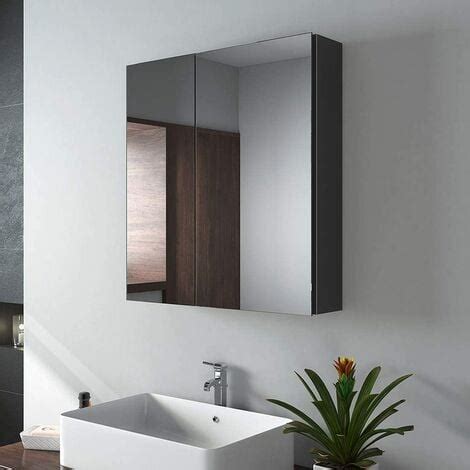 EMKE Bathroom Mirror Cabinet Double Door Wall Mounted Bathroom