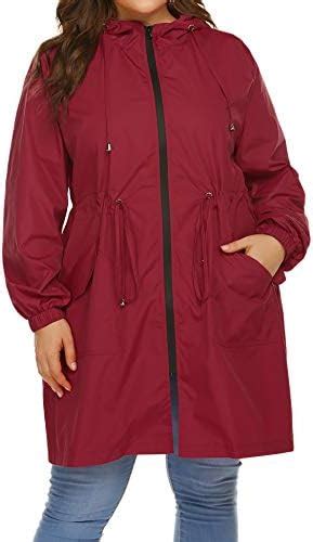 Involand Womens Rain Jacket Plus Size Long Raincoat Lightweight