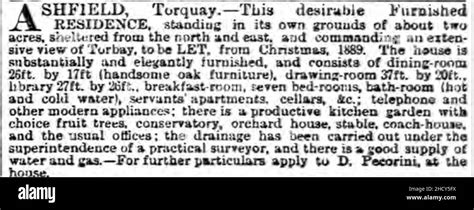 Rental Notice For Ashfield Torquay 1890 Stock Photo Alamy