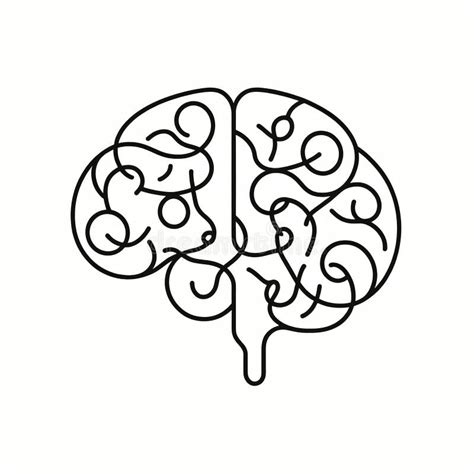 Minimalist Human Brain Silhouette Logo On White Background Stock