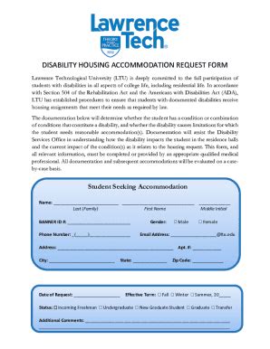 Fillable Online Disability Housing Accommodation Request Form Fax Email