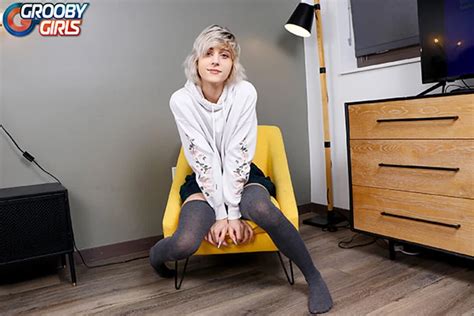 Groobygirls Blonde Tgirl With Pink Nipples Masturbates Shemale Big Cock Porn Feat Luna Laika