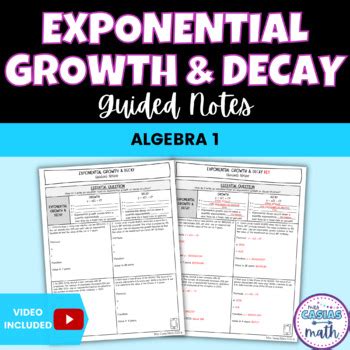 Exponential Growth And Decay Guided Notes Lesson Algebra By Mrscasiasmath