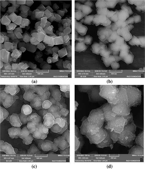 FESEM Images Of Cubic Particles At Each Step A Fe3O4 B Fe3O4 SiO2 And