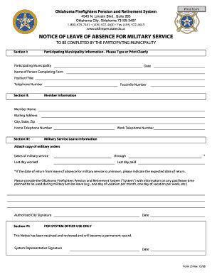 Fillable Online Ok Form Notice Of Leave Of Absence For State Of