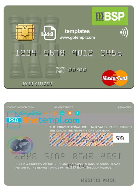 Solomon Islands BSP Bank Mastercard Credit Card Template In PSD Format