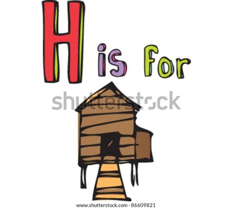 Drawing Letter H Hen House Stock Vector Royalty Free 86609821