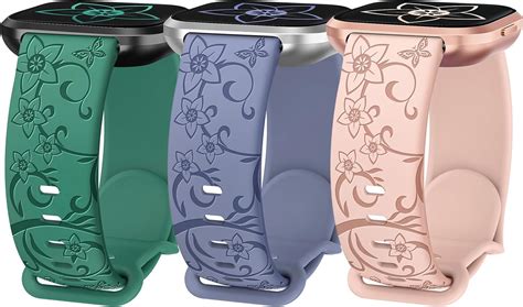 Amazon W RARA 3 Pack Floral Engraved Watch Bands Compatible With