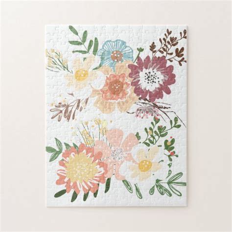 Pretty Retro Flowers Bouquets Jigsaw Puzzle Flower Jigsaw Puzzles