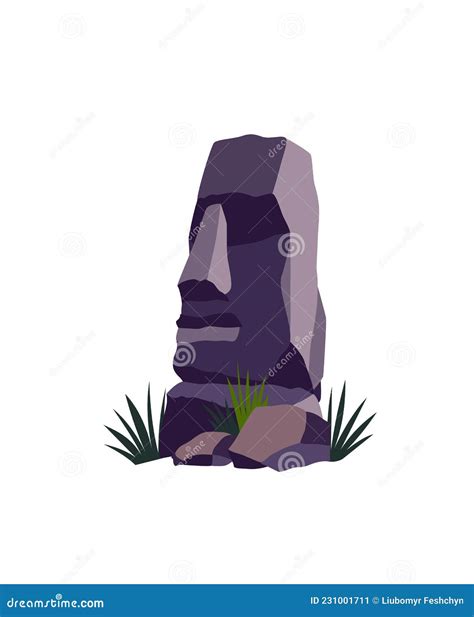 Ancient Moai Statues And Mayan Pyramids Vector Illustration