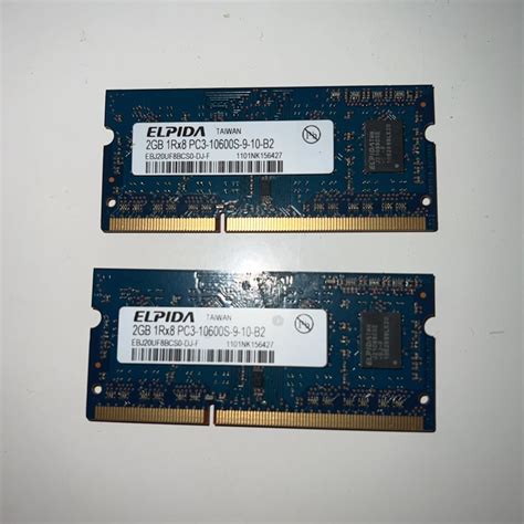 Yahooオークション ノートpc用メモリ Ddr3 2gb 2枚 Elpida