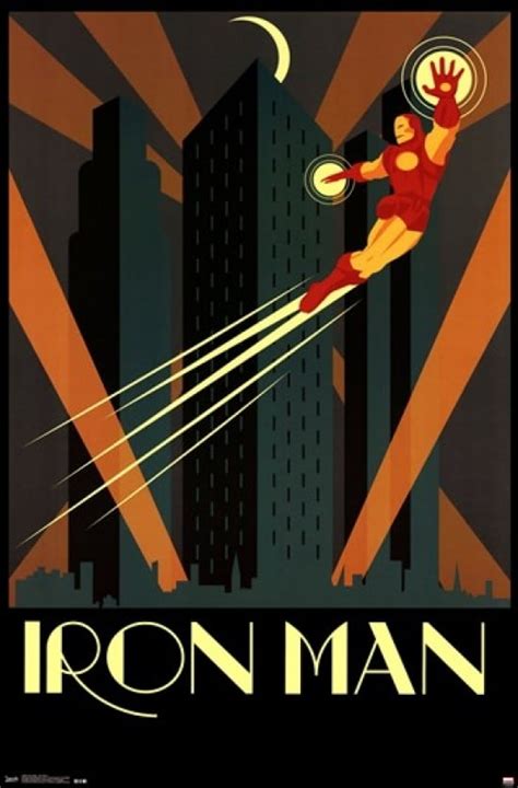 Marvel Iron Man Art Deco Laminated Poster Print 24 X 36 Walmart