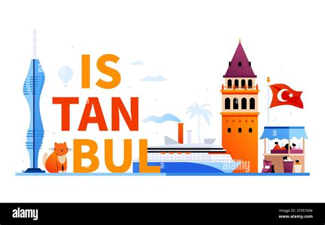 Welcome To Istanbul Modern Colored Vector Illustration Stock Vector