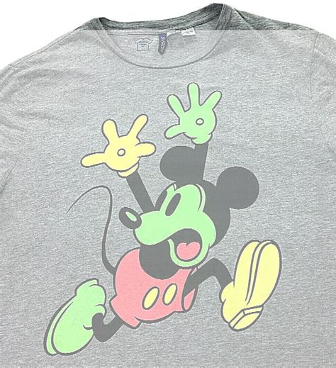 Handm Men Size L Graphic Scared Mickey Mouse Gray T Shirt Regular Fit Short Sleeve Ebay