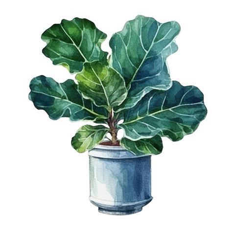 Un Dibujo De Una Planta En Maceta Con Una Hoja Verde Foto Premium