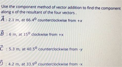 Solved Use The Component Method Of Vector Addition To Find Chegg