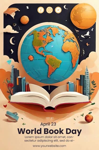 Premium Psd Flat Poster Template For World Book Day Celebration