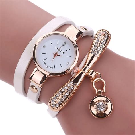 Bracelets 2017 Womens Luxury Rhinestone Multilayer Leather Watch Analog