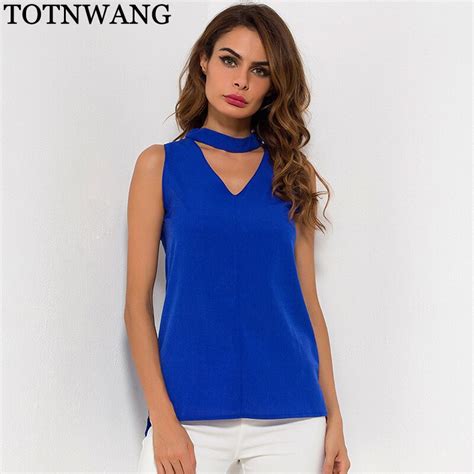 Sleeveless Blusa Women Summer Solid Chiffon Blouses Basic Tops Elegant Casual V Neck Women Tank