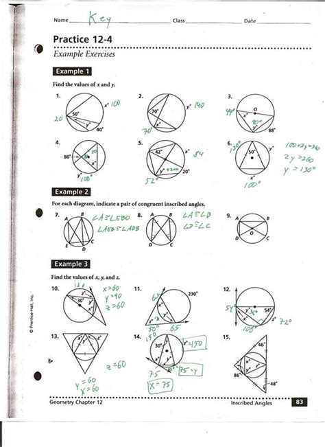 Practice 12 3 Inscribed Angles Worksheet Answers