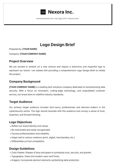 Free Logo Design Brief Template Edit Online And Download