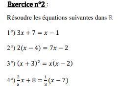 R Soudre Les Quations Suivantes Dans Nosdevoirs Fr