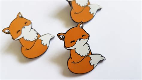 Enamel Fox Pin Kawaii Pin Cute Lapel Pin Kawaii Fox Cute Etsy